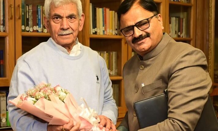 J&K Jal Shakti Minister Javed Ahmed Rana calls on Lieutenant Governor Manoj Sinha in Srinagar