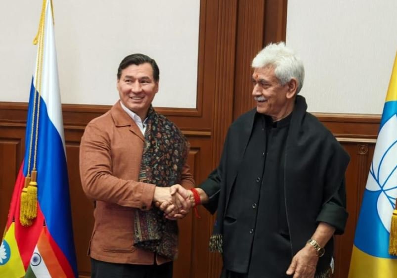 LG Manoj Sinha Meets Kalmykia Head, Strengthens Indo-Russian Cultural and Spiritual Ties