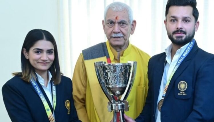 LG Manoj Sinha Felicitates J&K Roll Ball World Cup Players
