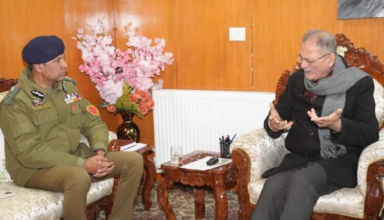 DGP Mukesh calls on LG Kavinder Gupta in Leh