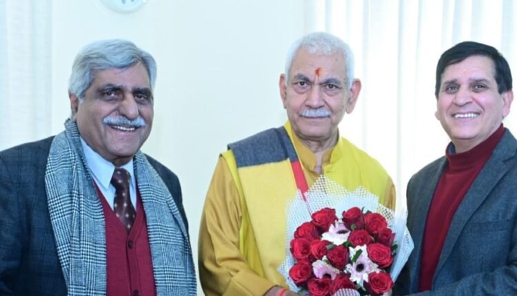 Hindu Education Society President Prof Zutshi, Radio Sharda MD Meet LG