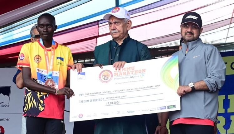 LG Manoj Sinha felicitates Jammu Marathon winners, calls event a historic milestone