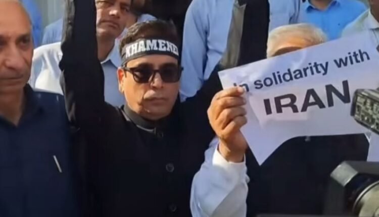 Tanvir Sadiq leads solidarity protest for Iran outside J&K Assembly