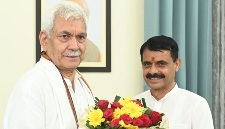 Billawar MLA Satish Sharma calls on Lieutenant Governor Manoj Sinha in Jammu
