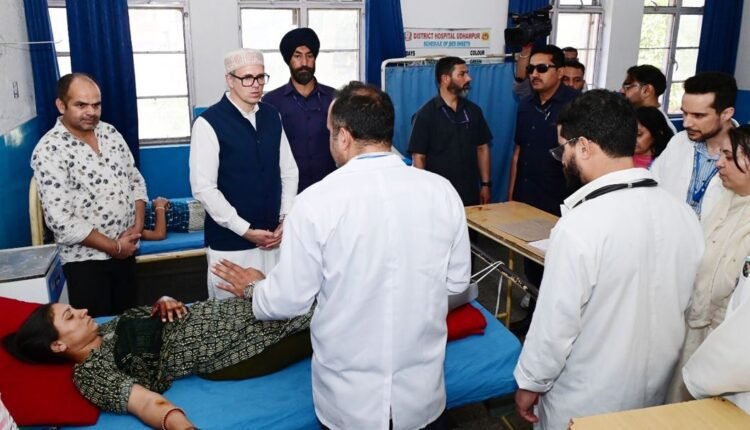 CM Omar Abdullah visits GMC Udhampur to see injured persons of bus accident