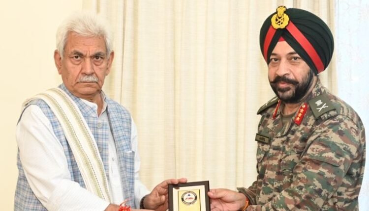 Lt Gen Harpal Singh calls on LG Manoj Sinha in Jammu