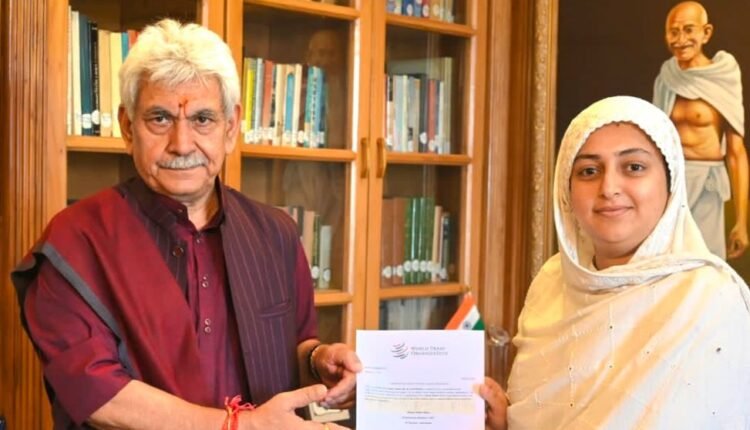 Young BJP Leader Sehar Khan Presents WTO Invitation to LG Manoj Sinha